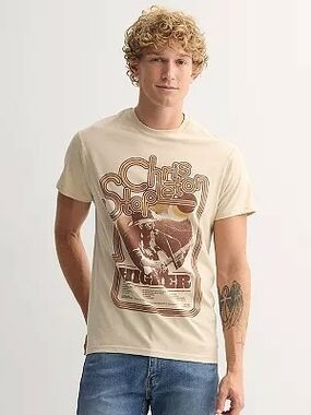 Take Extra 50%off▶UNISEX▶Men's Cream Graphic Tee with Vintage Print Chest37